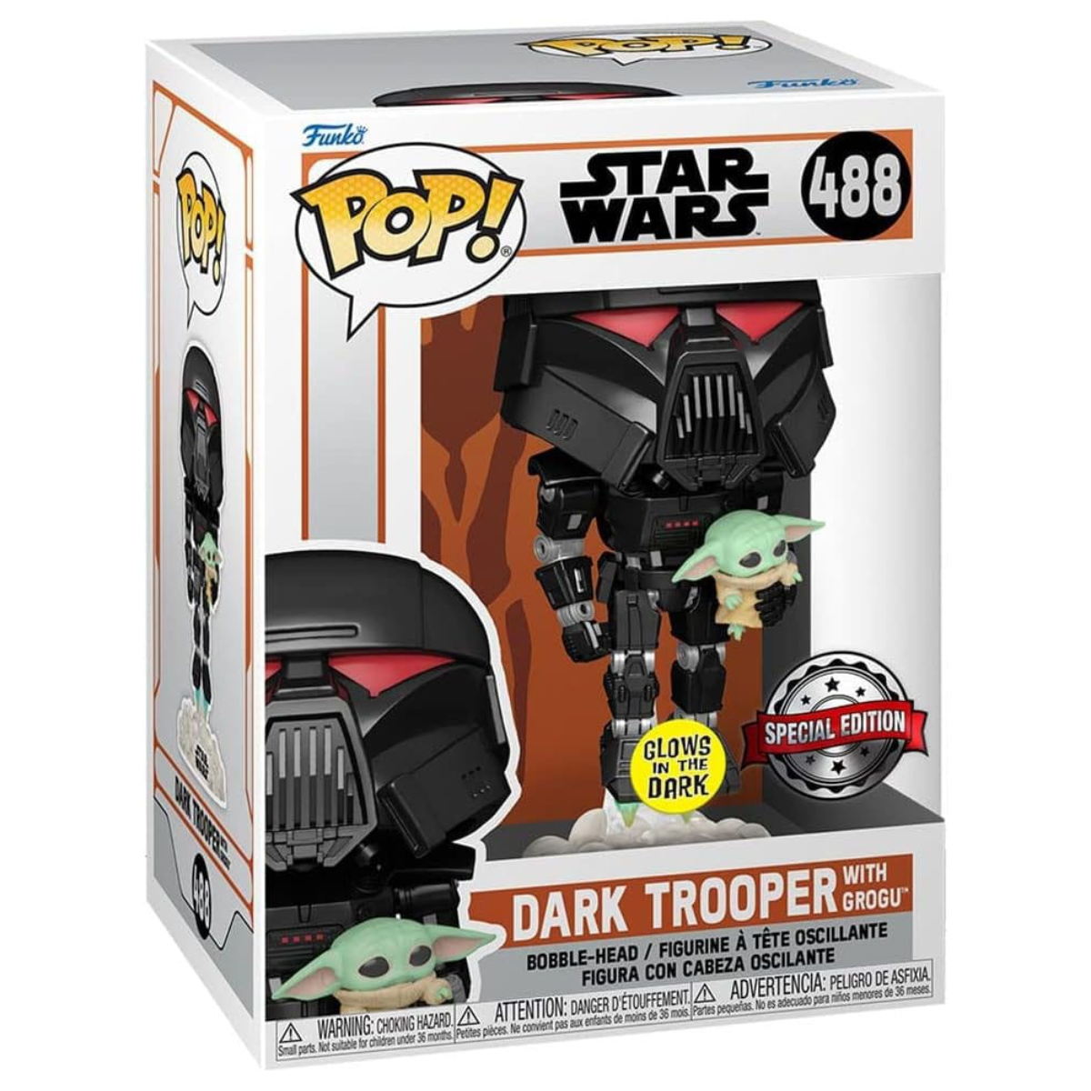 Dark Trooper with Grogu 488 Funko POP! - Star Wars: Mandalorian - SE GITD - obrazek 5