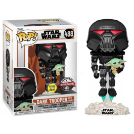 Dark Trooper with Grogu 488 Funko POP! – Star Wars: Mandalorian – SE GITD